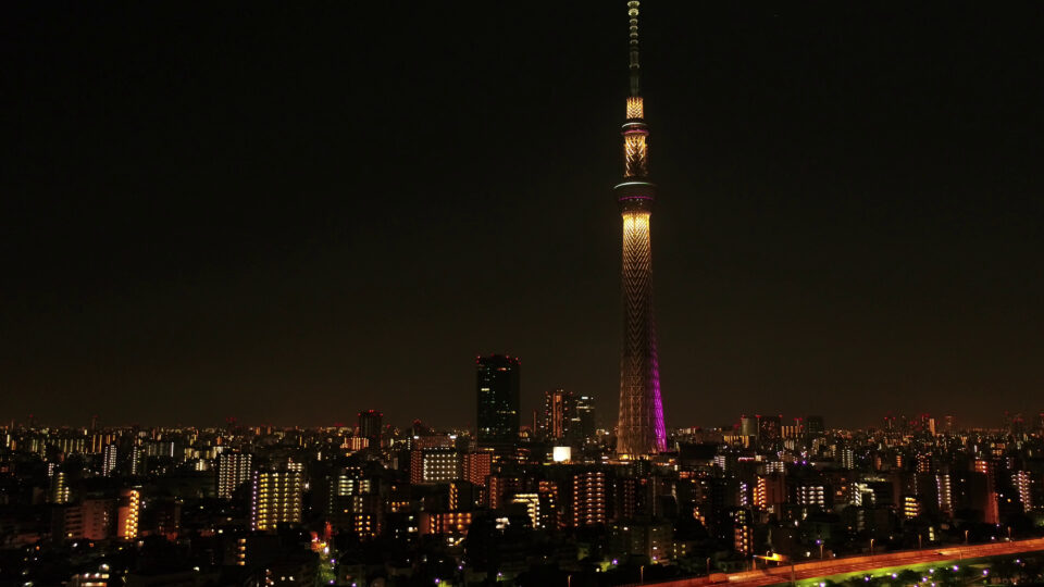 東京スカイツリー夜間ドローン空撮