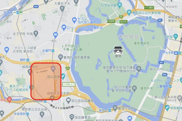 江戸城皇居付近のマンション空撮