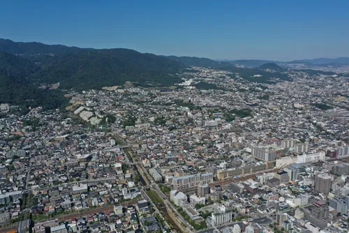芦屋市内での高度250m空撮